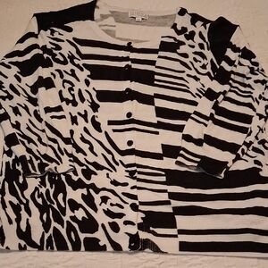 Joseph A. Black and White Animal Print Top/Sweater